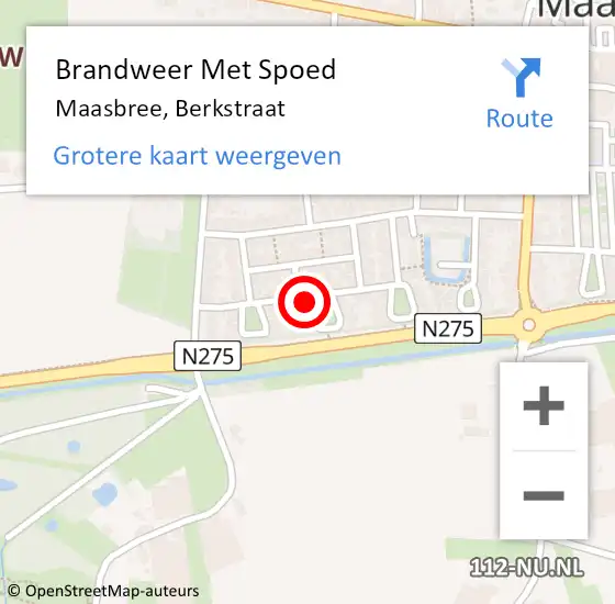 Locatie op kaart van de 112 melding: Brandweer Met Spoed Naar Maasbree, Berkstraat op 3 oktober 2022 22:01