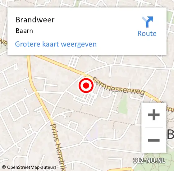 Locatie op kaart van de 112 melding: Brandweer Baarn op 3 oktober 2022 23:29