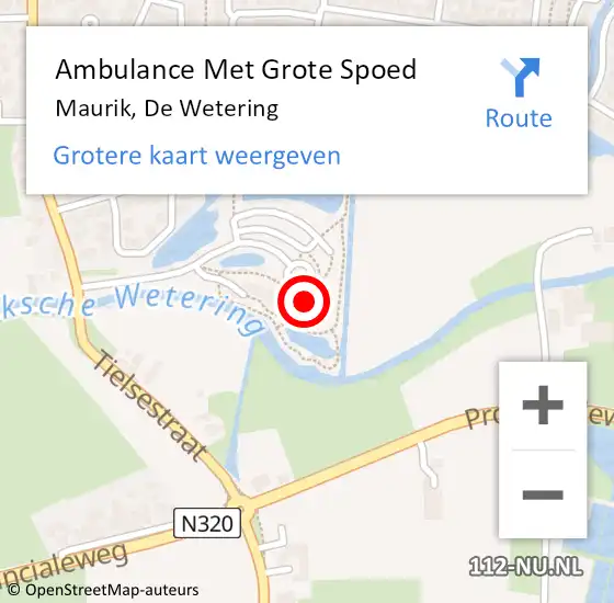 Locatie op kaart van de 112 melding: Ambulance Met Grote Spoed Naar Maurik, De Wetering op 4 oktober 2022 00:19