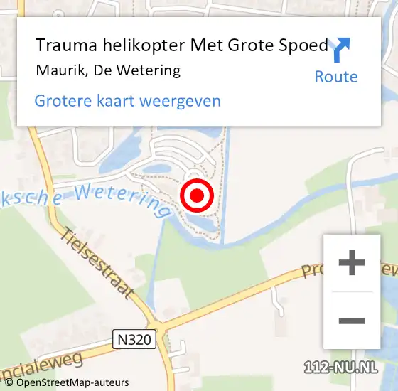 Locatie op kaart van de 112 melding: Trauma helikopter Met Grote Spoed Naar Maurik, De Wetering op 4 oktober 2022 00:20