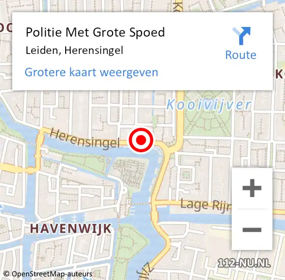 Locatie op kaart van de 112 melding: Politie Met Grote Spoed Naar Leiden, Herensingel op 4 oktober 2022 00:31