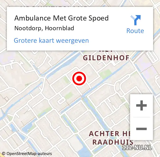 Locatie op kaart van de 112 melding: Ambulance Met Grote Spoed Naar Nootdorp, Hoornblad op 4 oktober 2022 00:37