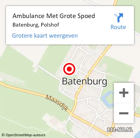 Locatie op kaart van de 112 melding: Ambulance Met Grote Spoed Naar Batenburg, Polshof op 4 oktober 2022 00:53