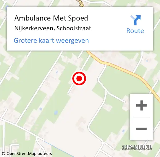 Locatie op kaart van de 112 melding: Ambulance Met Spoed Naar Nijkerkerveen, Schoolstraat op 4 oktober 2022 01:08