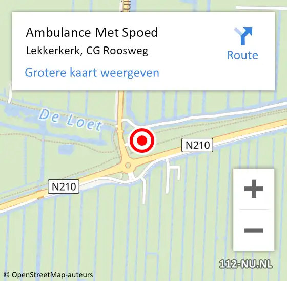 Locatie op kaart van de 112 melding: Ambulance Met Spoed Naar Lekkerkerk, CG Roosweg op 4 oktober 2022 01:27