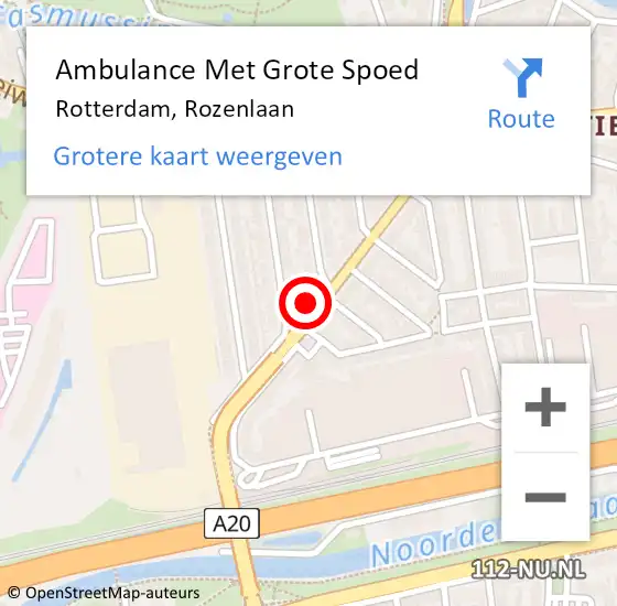 Locatie op kaart van de 112 melding: Ambulance Met Grote Spoed Naar Rotterdam, Rozenlaan op 4 oktober 2022 01:28