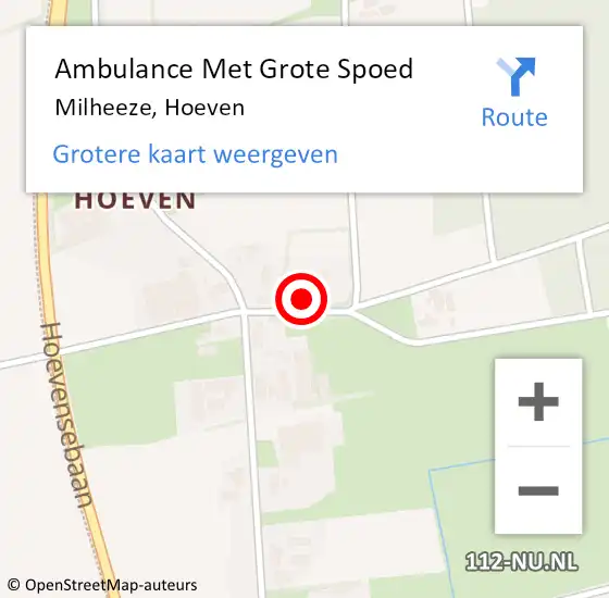 Locatie op kaart van de 112 melding: Ambulance Met Grote Spoed Naar Milheeze, Hoeven op 4 oktober 2022 01:31