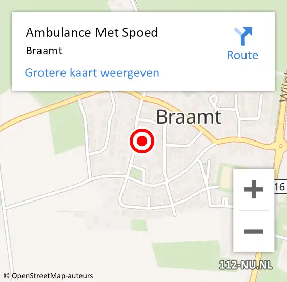 Locatie op kaart van de 112 melding: Ambulance Met Spoed Naar Braamt op 4 oktober 2022 01:35
