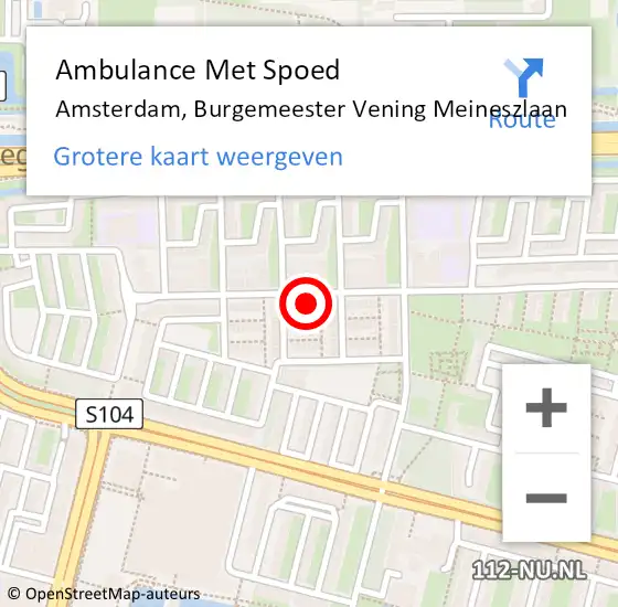 Locatie op kaart van de 112 melding: Ambulance Met Spoed Naar Amsterdam, Burgemeester Vening Meineszlaan op 4 oktober 2022 01:37