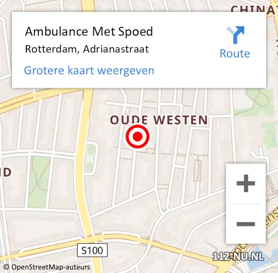 Locatie op kaart van de 112 melding: Ambulance Met Spoed Naar Rotterdam, Adrianastraat op 4 oktober 2022 01:37