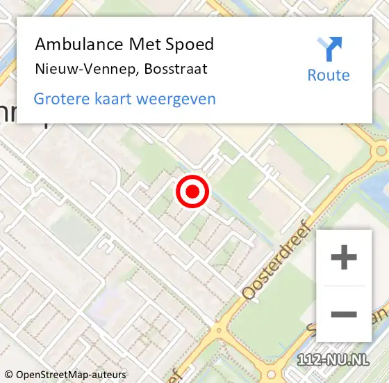 Locatie op kaart van de 112 melding: Ambulance Met Spoed Naar Nieuw-Vennep, Bosstraat op 4 oktober 2022 01:47