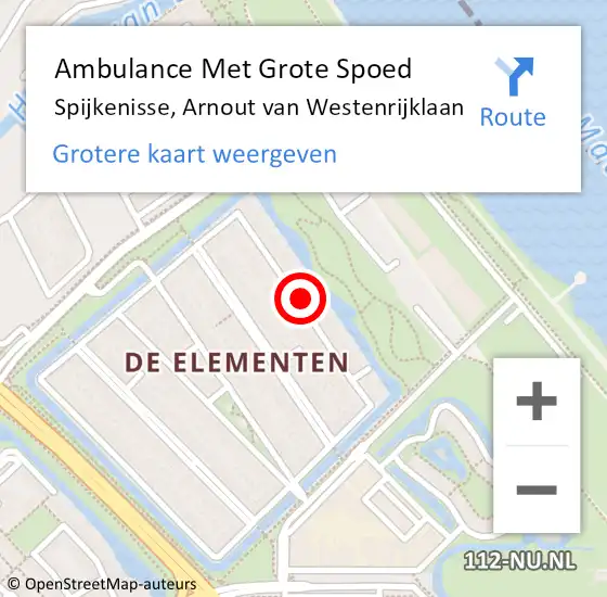 Locatie op kaart van de 112 melding: Ambulance Met Grote Spoed Naar Spijkenisse, Arnout van Westenrijklaan op 4 oktober 2022 02:37