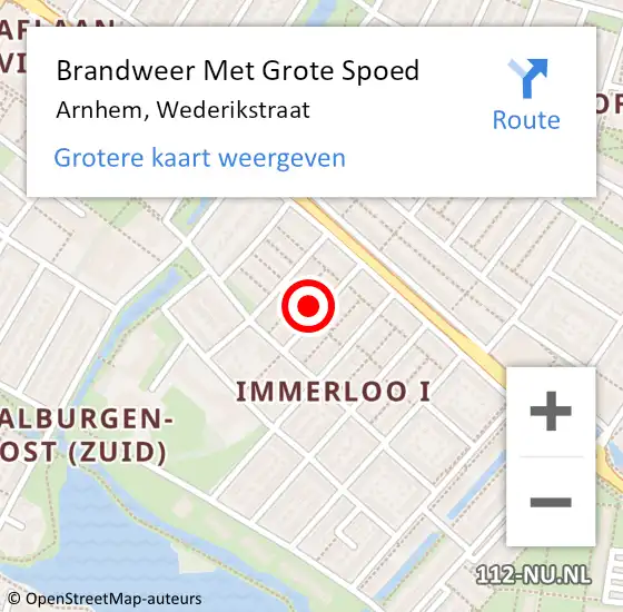 Locatie op kaart van de 112 melding: Brandweer Met Grote Spoed Naar Arnhem, Wederikstraat op 4 oktober 2022 02:57