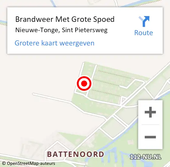 Locatie op kaart van de 112 melding: Brandweer Met Grote Spoed Naar Nieuwe-Tonge, Sint Pietersweg op 4 oktober 2022 04:30