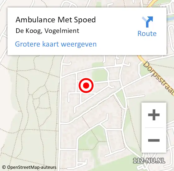 Locatie op kaart van de 112 melding: Ambulance Met Spoed Naar De Koog, Vogelmient op 4 oktober 2022 05:43