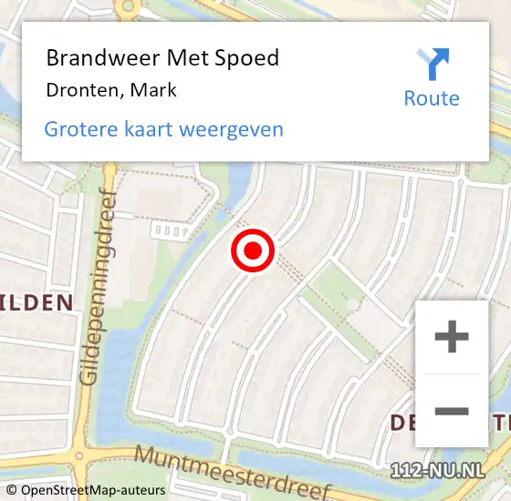 Locatie op kaart van de 112 melding: Brandweer Met Spoed Naar Dronten, Mark op 4 oktober 2022 06:01