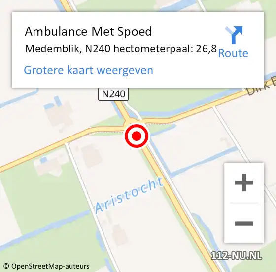 Locatie op kaart van de 112 melding: Ambulance Met Spoed Naar Medemblik, N240 hectometerpaal: 26,8 op 4 oktober 2022 06:18