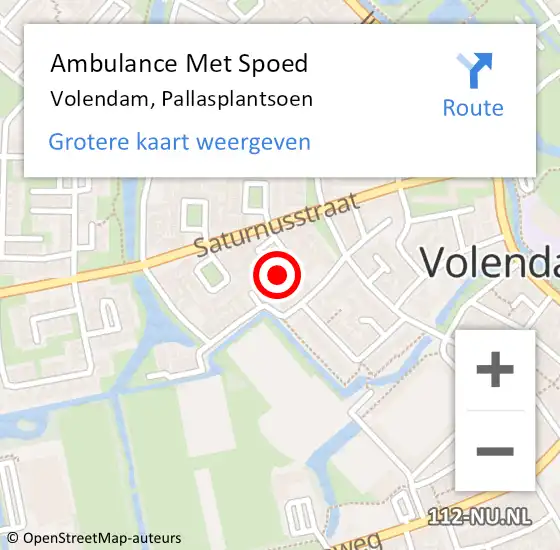 Locatie op kaart van de 112 melding: Ambulance Met Spoed Naar Volendam, Pallasplantsoen op 4 oktober 2022 07:36