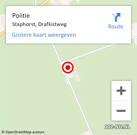 Locatie op kaart van de 112 melding: Politie Staphorst, Drafkistweg op 4 oktober 2022 08:07