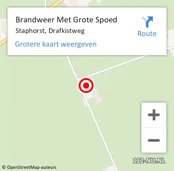 Locatie op kaart van de 112 melding: Brandweer Met Grote Spoed Naar Staphorst, Drafkistweg op 4 oktober 2022 08:07