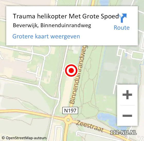 Locatie op kaart van de 112 melding: Trauma helikopter Met Grote Spoed Naar Beverwijk, Binnenduinrandweg op 4 oktober 2022 08:09