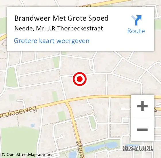 Locatie op kaart van de 112 melding: Brandweer Met Grote Spoed Naar Neede, Mr. J.R.Thorbeckestraat op 4 oktober 2022 08:30