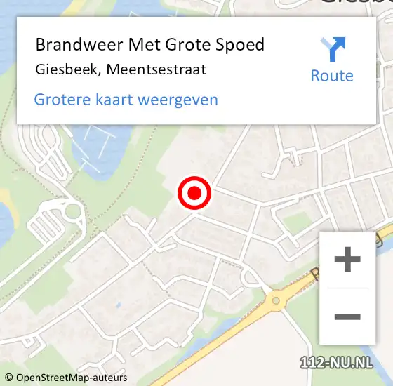 Locatie op kaart van de 112 melding: Brandweer Met Grote Spoed Naar Giesbeek, Meentsestraat op 4 oktober 2022 08:37