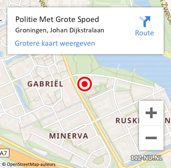 Locatie op kaart van de 112 melding: Politie Met Grote Spoed Naar Groningen, Johan Dijkstralaan op 4 oktober 2022 08:39