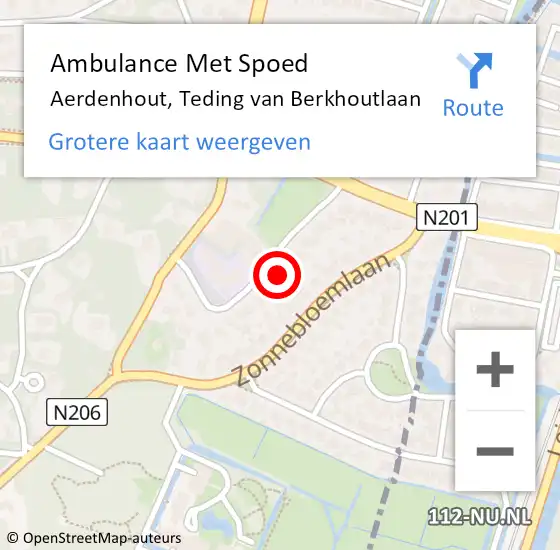 Locatie op kaart van de 112 melding: Ambulance Met Spoed Naar Aerdenhout, Teding van Berkhoutlaan op 4 oktober 2022 08:39