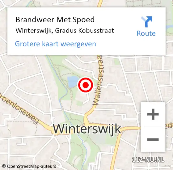 Locatie op kaart van de 112 melding: Brandweer Met Spoed Naar Winterswijk, Gradus Kobusstraat op 4 oktober 2022 08:40