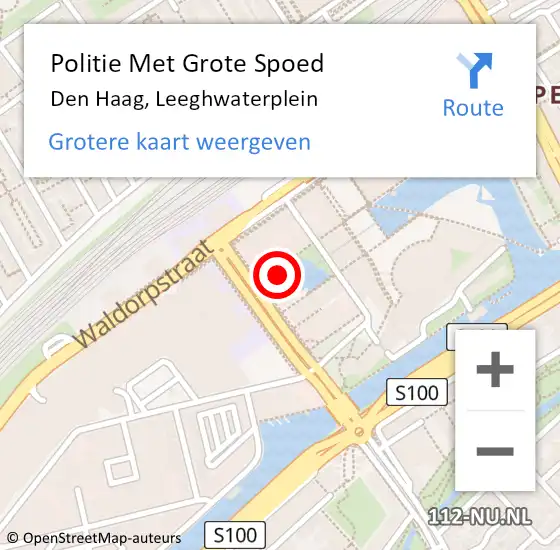 Locatie op kaart van de 112 melding: Politie Met Grote Spoed Naar Den Haag, Leeghwaterplein op 4 oktober 2022 08:40