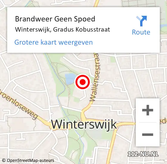 Locatie op kaart van de 112 melding: Brandweer Geen Spoed Naar Winterswijk, Gradus Kobusstraat op 4 oktober 2022 08:42