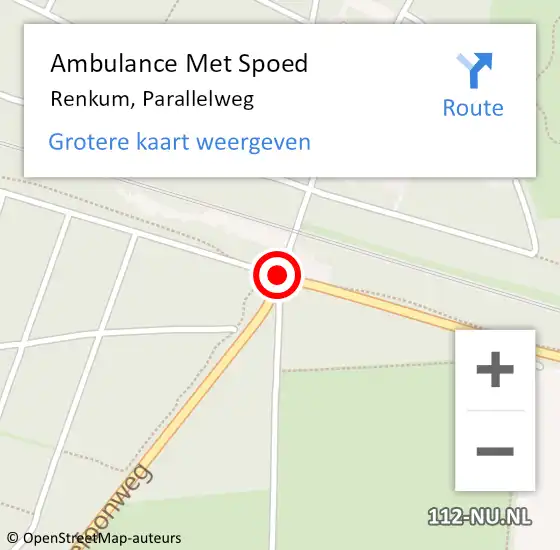 Locatie op kaart van de 112 melding: Ambulance Met Spoed Naar Renkum, Parallelweg op 31 juli 2014 11:43