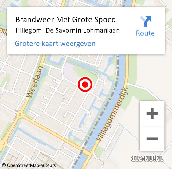 Locatie op kaart van de 112 melding: Brandweer Met Grote Spoed Naar Hillegom, De Savornin Lohmanlaan op 4 oktober 2022 08:53