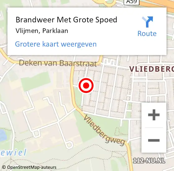 Locatie op kaart van de 112 melding: Brandweer Met Grote Spoed Naar Vlijmen, Parklaan op 4 oktober 2022 09:06