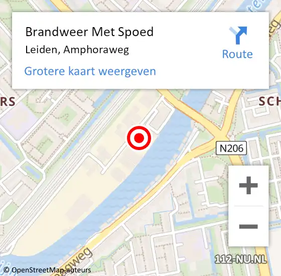 Locatie op kaart van de 112 melding: Brandweer Met Spoed Naar Leiden, Amphoraweg op 4 oktober 2022 09:09