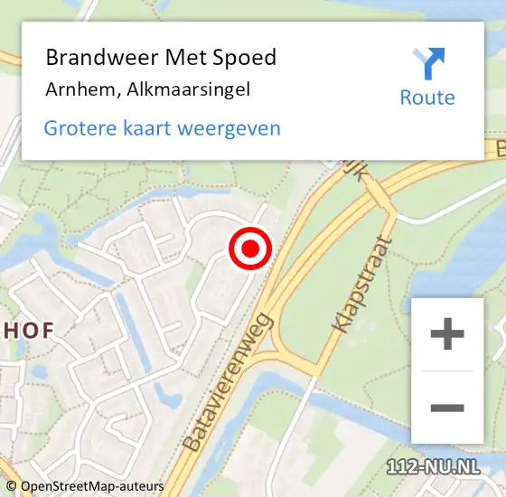 Locatie op kaart van de 112 melding: Brandweer Met Spoed Naar Arnhem, Alkmaarsingel op 4 oktober 2022 09:09