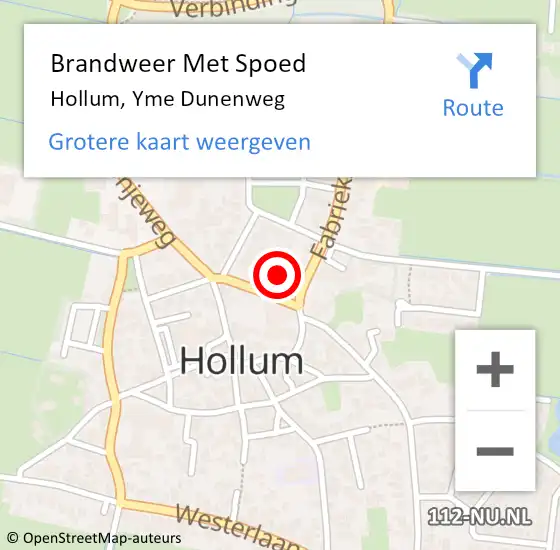 Locatie op kaart van de 112 melding: Brandweer Met Spoed Naar Hollum, Yme Dunenweg op 4 oktober 2022 09:11