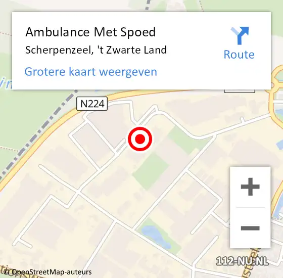 Locatie op kaart van de 112 melding: Ambulance Met Spoed Naar Scherpenzeel, 't Zwarte Land op 4 oktober 2022 09:19