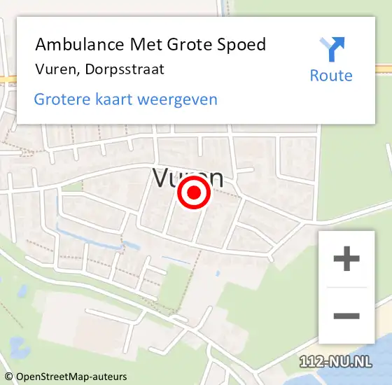 Locatie op kaart van de 112 melding: Ambulance Met Grote Spoed Naar Vuren, Dorpsstraat op 4 oktober 2022 09:31