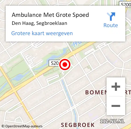 Locatie op kaart van de 112 melding: Ambulance Met Grote Spoed Naar Den Haag, Segbroeklaan op 4 oktober 2022 09:35