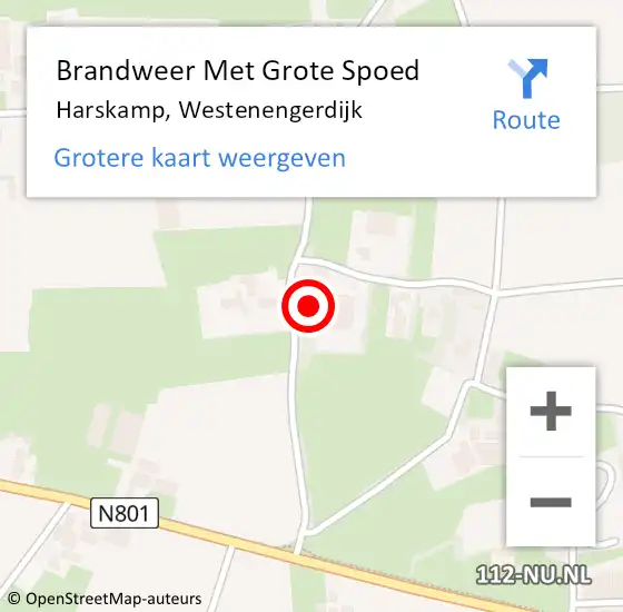 Locatie op kaart van de 112 melding: Brandweer Met Grote Spoed Naar Harskamp, Westenengerdijk op 4 oktober 2022 09:42