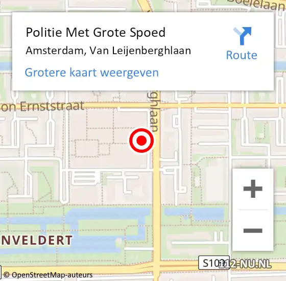 Locatie op kaart van de 112 melding: Politie Met Grote Spoed Naar Amsterdam, Van Leijenberghlaan op 4 oktober 2022 10:08