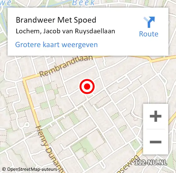 Locatie op kaart van de 112 melding: Brandweer Met Spoed Naar Lochem, Jacob van Ruysdaellaan op 4 oktober 2022 10:35