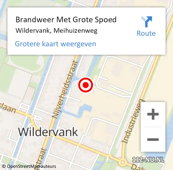 Locatie op kaart van de 112 melding: Brandweer Met Grote Spoed Naar Wildervank, Meihuizenweg op 4 oktober 2022 10:39