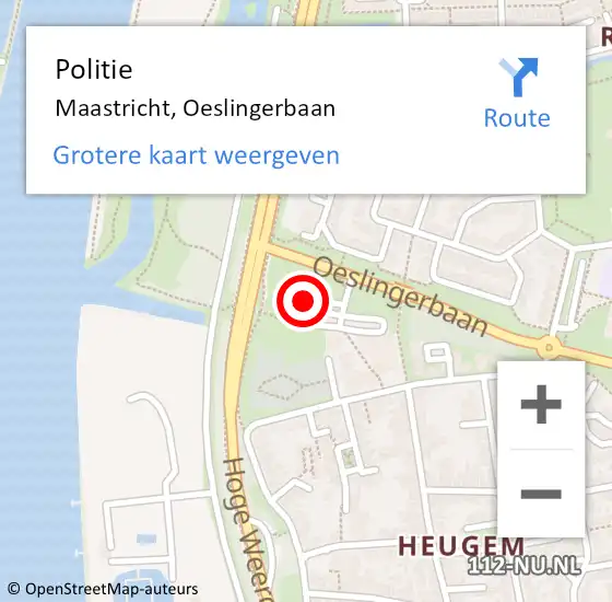 Locatie op kaart van de 112 melding: Politie Maastricht, Oeslingerbaan op 4 oktober 2022 10:56