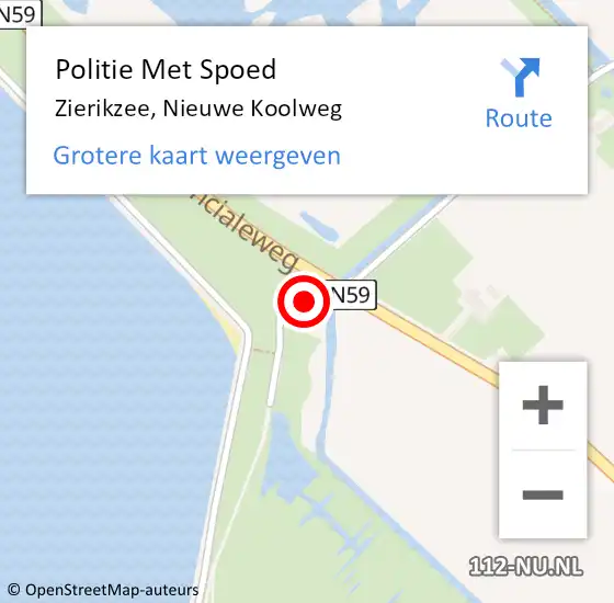 Locatie op kaart van de 112 melding: Politie Met Spoed Naar Zierikzee, Nieuwe Koolweg op 4 oktober 2022 11:36
