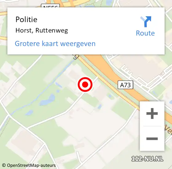 Locatie op kaart van de 112 melding: Politie Horst, Ruttenweg op 4 oktober 2022 11:48