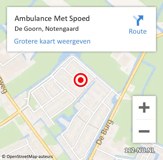 Locatie op kaart van de 112 melding: Ambulance Met Spoed Naar De Goorn, Notengaard op 4 oktober 2022 11:58