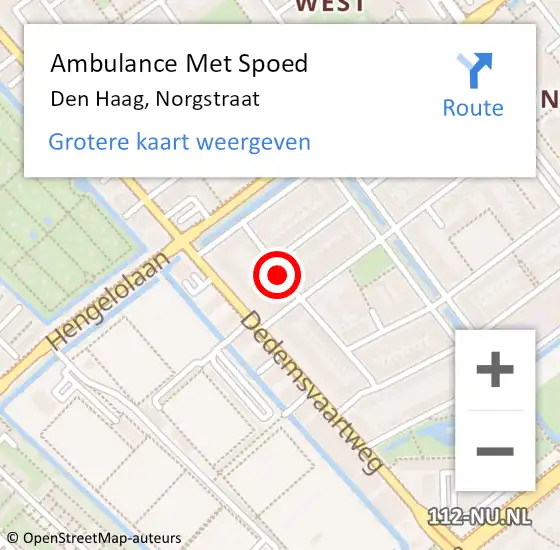 Locatie op kaart van de 112 melding: Ambulance Met Spoed Naar Den Haag, Norgstraat op 4 oktober 2022 12:08